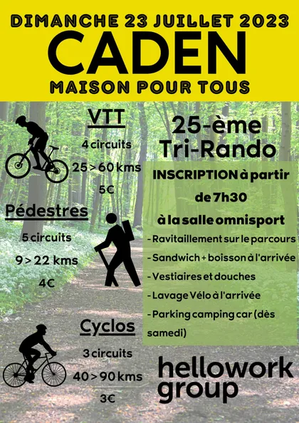 Affiche du 25ᵉ Tri-Rando de Caden, dimanche 23 juillet 2023