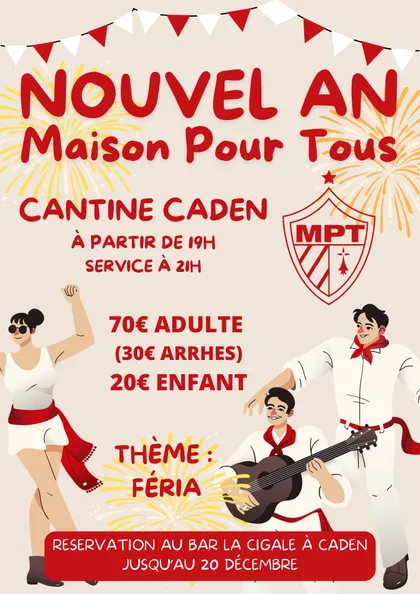 Affiche du Nouvel An de la Maison Pour Tous, thème féria, 31 décembre 2024
