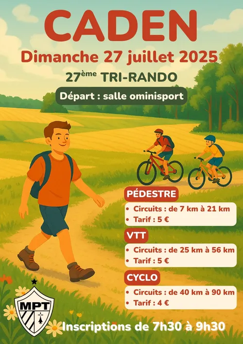 Affiche du 27ᵉ Tri-Rando de Caden, dimanche 27 juillet 2025