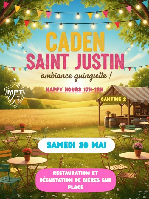 Affiche de la Saint Justin de Caden, ambiance guinguette, samedi 30 mai 2026