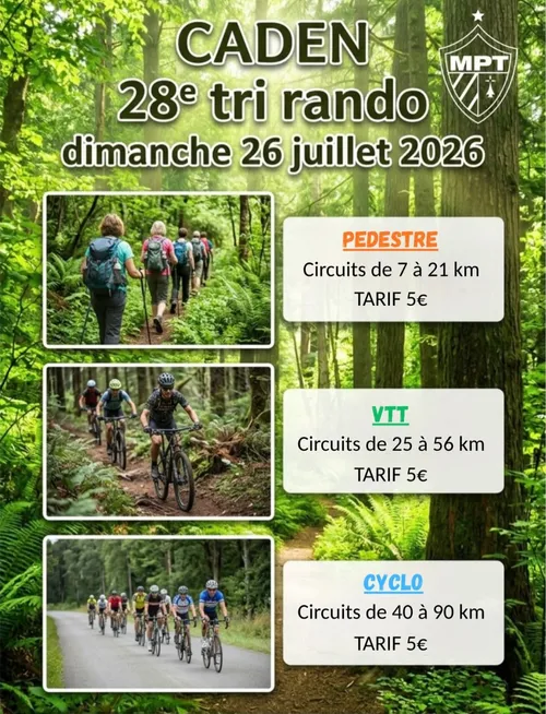 Affiche du 28ᵉ Tri-Rando de Caden, dimanche 26 juillet 2026
